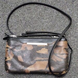 Tumi Brown & Black Camo Patterned Leather Crossbody Bag